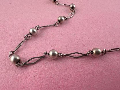 Sterling Silver Ball and lozenge link chain