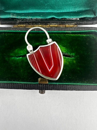 Sterling silver Banded Agate & Thistle shield padlock.