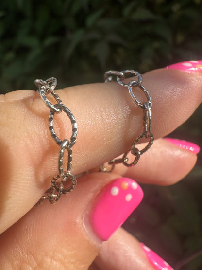 Sterling Silver Textured Oval belcher chain