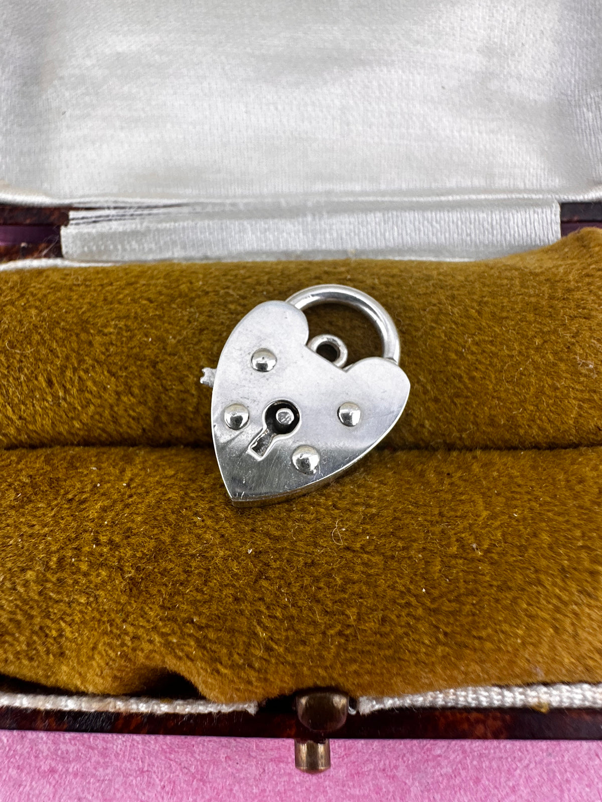 Sterling Silver Heart Padlock with lever release.