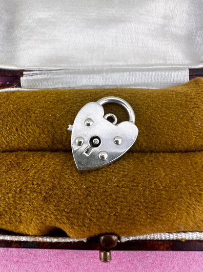 Sterling Silver Heart Padlock with lever release.