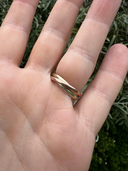 Vintage 9ct Gold Tri-Colour Russian Rolling bands