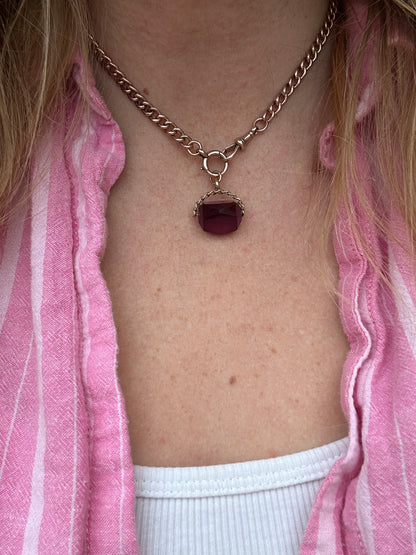 Vintage 9ct Gold Amethyst Spinning Fob