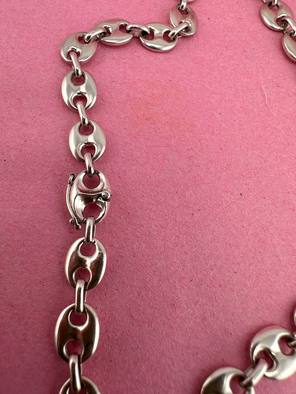 Sterling Silver Mariner chain with concealed clasp.