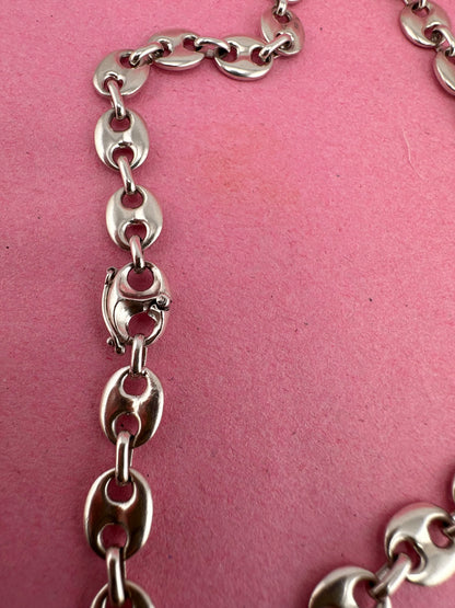 Sterling Silver Mariner chain with concealed clasp.