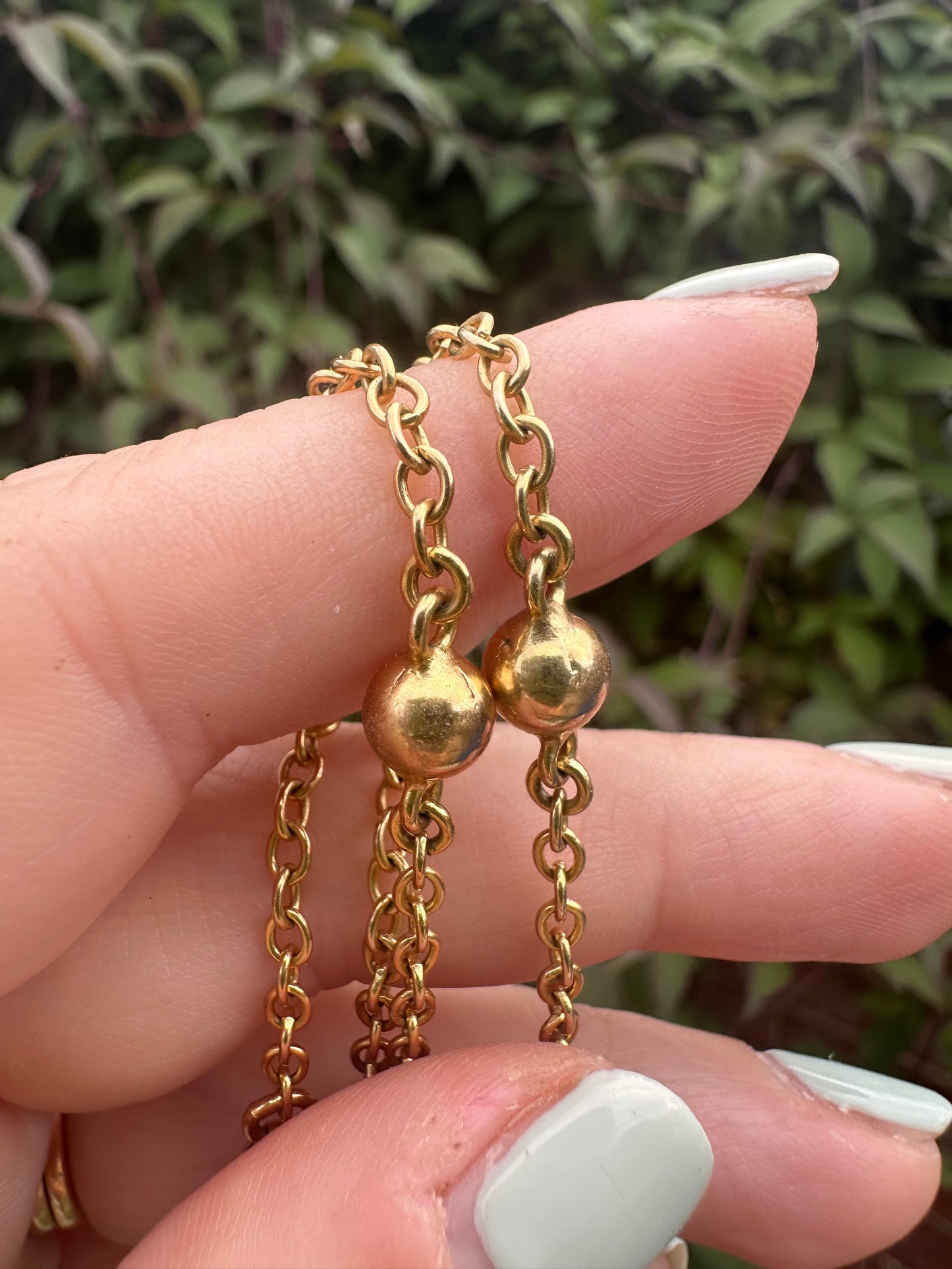 Vintage 9ct Yellow Gold Ball station chain