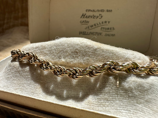 Vintage 9ct Rope chain bracelet