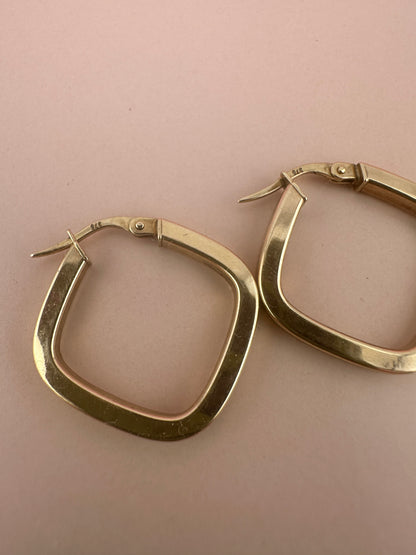 Vintage 9ct Gold Square Hoops