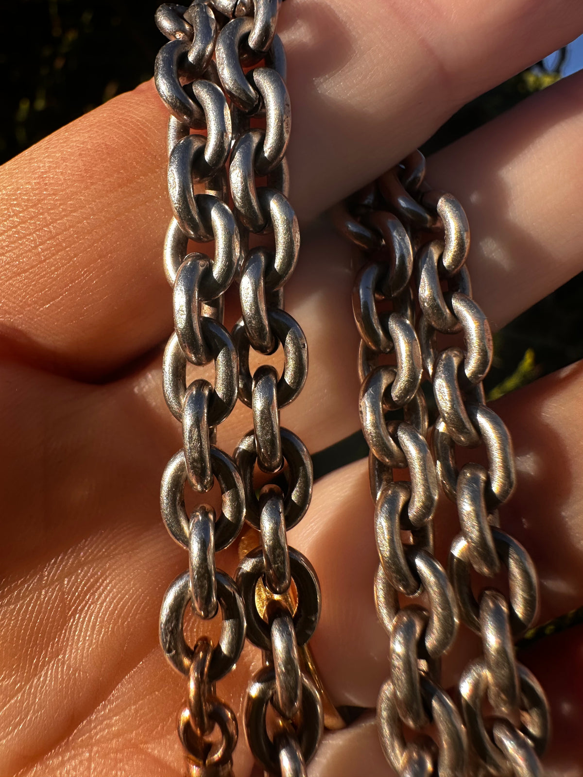 Mix Metal- Sterling Silver Cable chain with 9ct Rose gold Dog clip