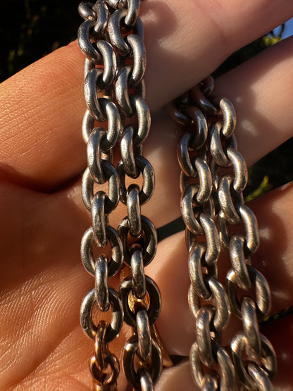 Mix Metal- Sterling Silver Cable chain with 9ct Rose gold Dog clip