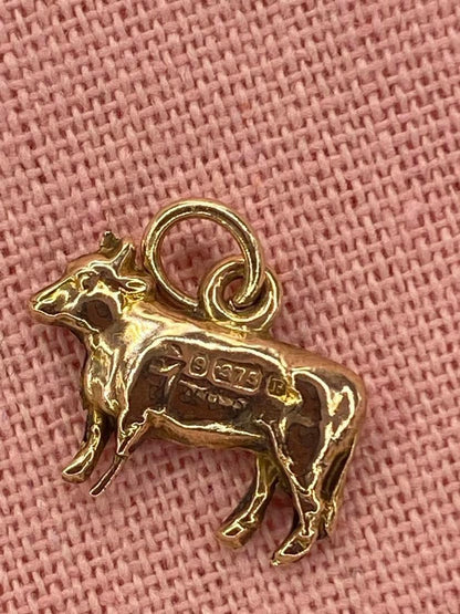 Antique 9ct gold Cow charm