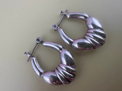 Sterling Silver Puffy Hoops