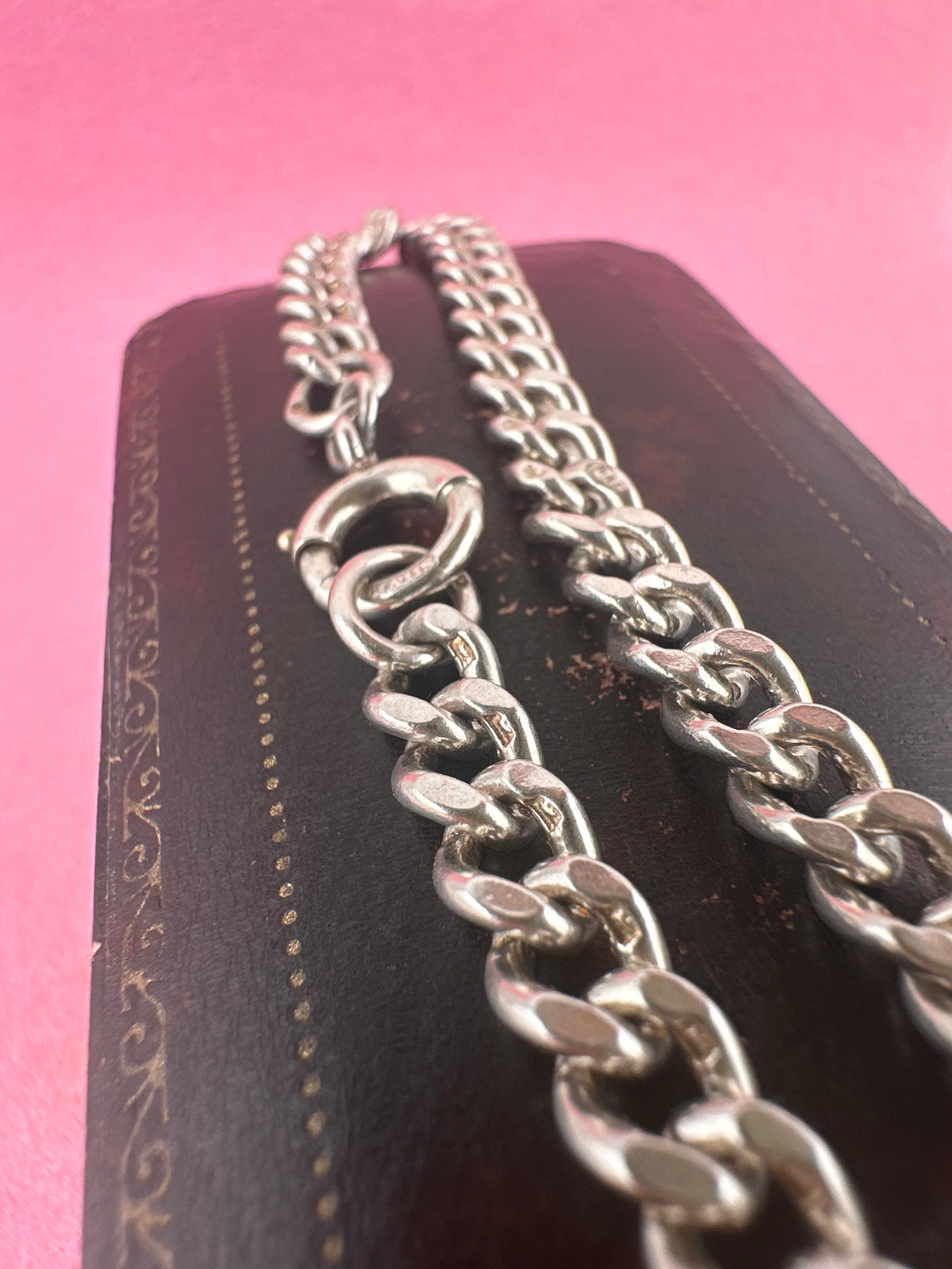 Sterling Silver Curb Bracelet with Bolt Clasp
