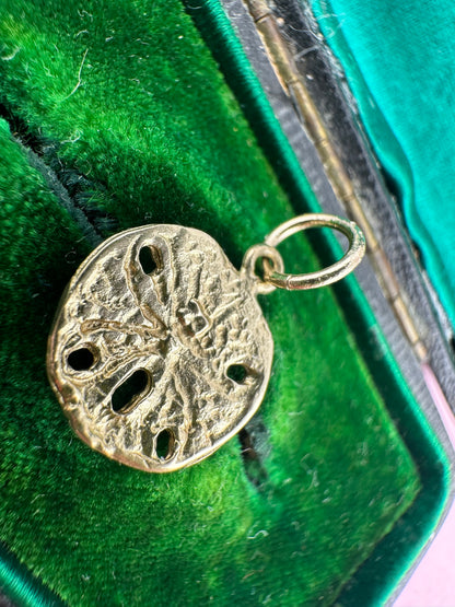 Vintage 14ct Sand Dollar Sea Urchin Charm with 9ct Gold bail.