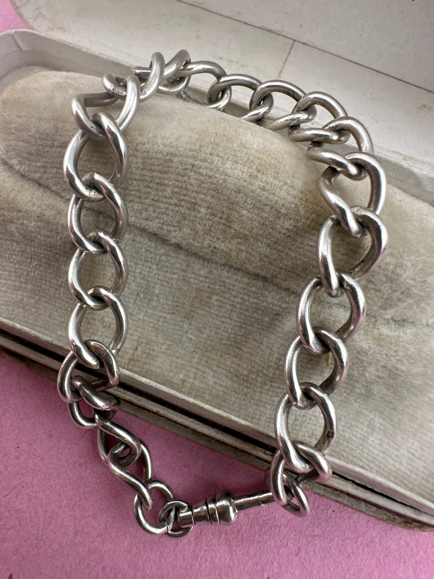 Vintage Sterling Silver Curb bracelet with dog clip