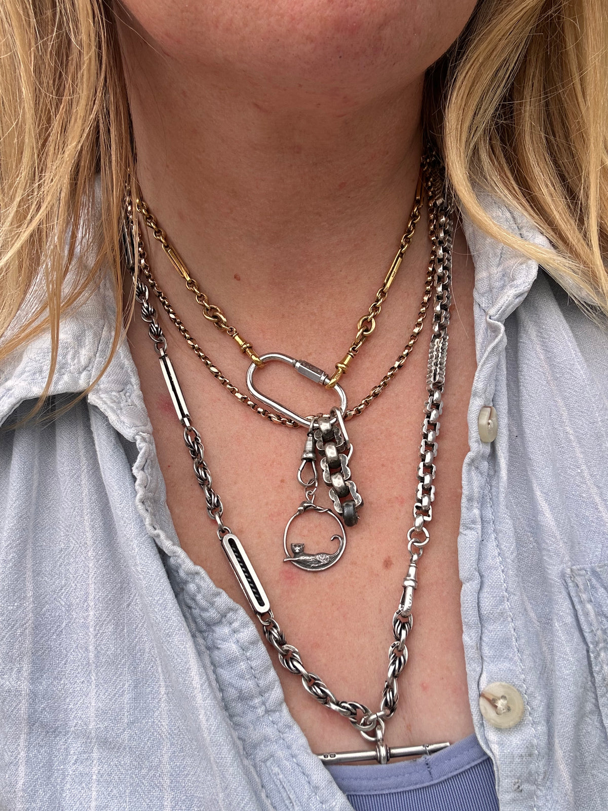 Sterling Silver Cat & Mouse Pendant
