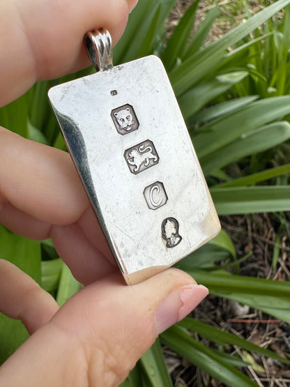Silver ingot pendant, Silver Jubilee 1977, with brushed back