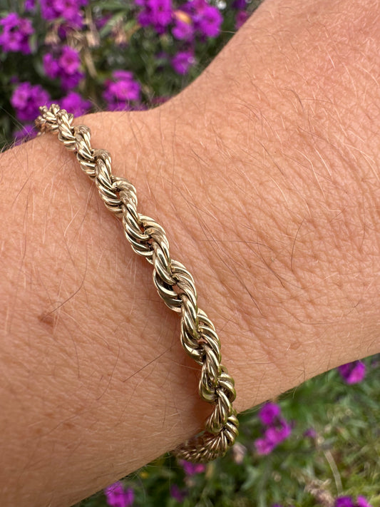 9ct yellow gold rope bracelet