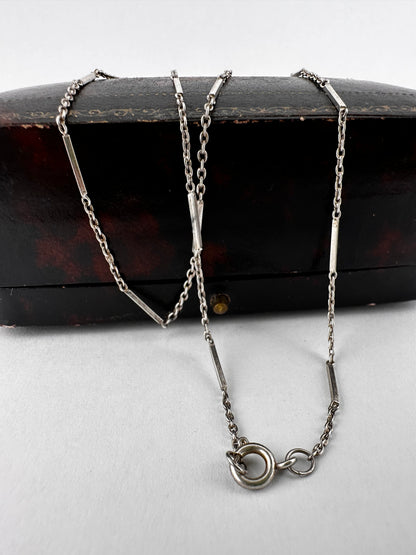 Vintage Sterling Silver Bar station chain