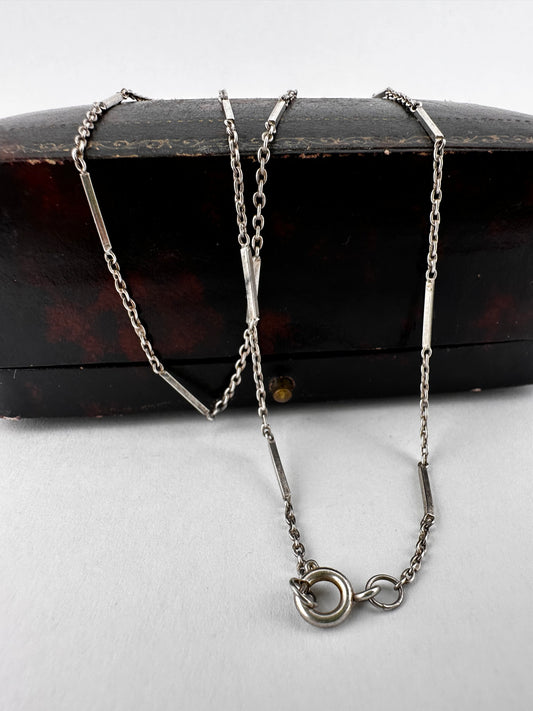 Vintage Sterling Silver Bar station chain
