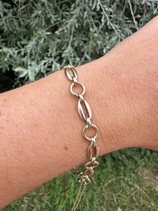 Vintage 9ct Oval and round link bracelet