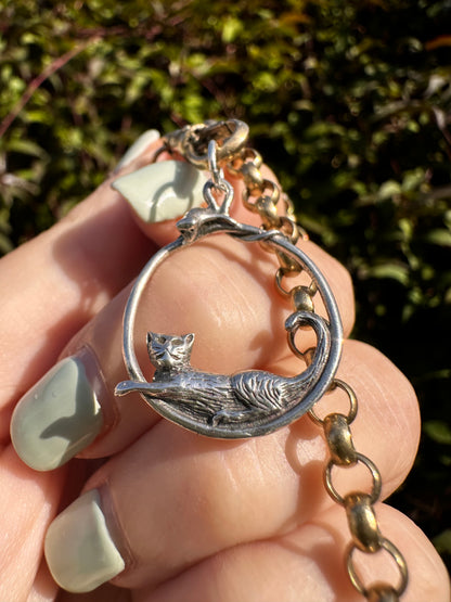 Sterling Silver Cat & Mouse Pendant