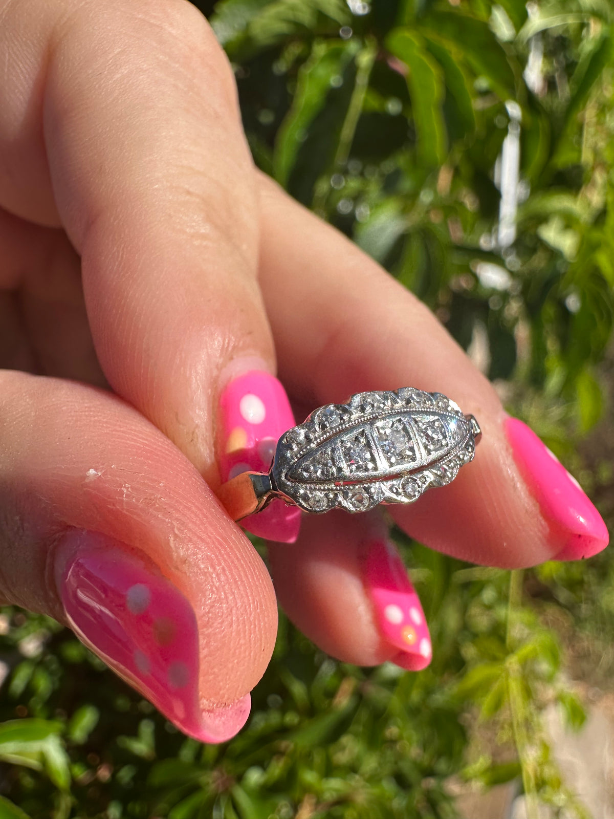 Vintage 18ct Diamond Boat Ring