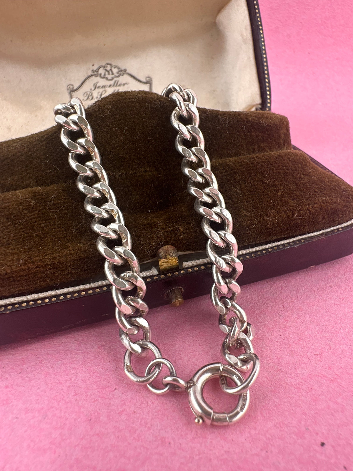 Sterling Silver Curb Bracelet with Bolt Clasp