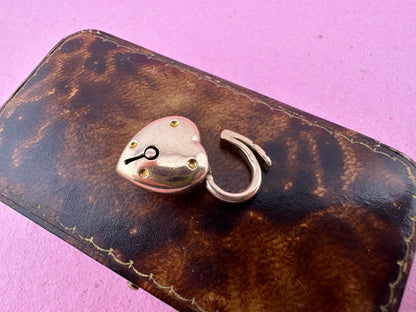 Antique 9ct Rose gold Puffy heart padlock
