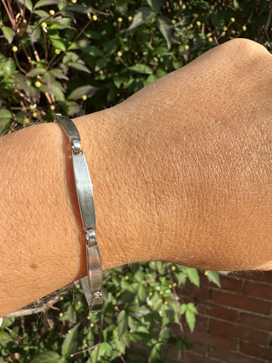 Sterling silver curved bar bracelet