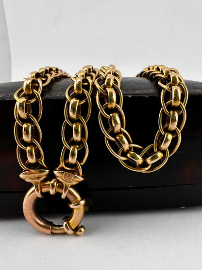 Vintage 9ct Peachy Gold Roller Ball chain with XL bolt clasp