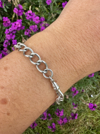 Vintage Sterling Silver Curb bracelet with dog clip