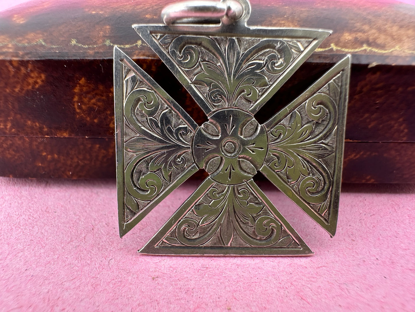Antique Sterling silver Maltese cross fob