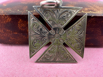 Antique Sterling silver Maltese cross fob
