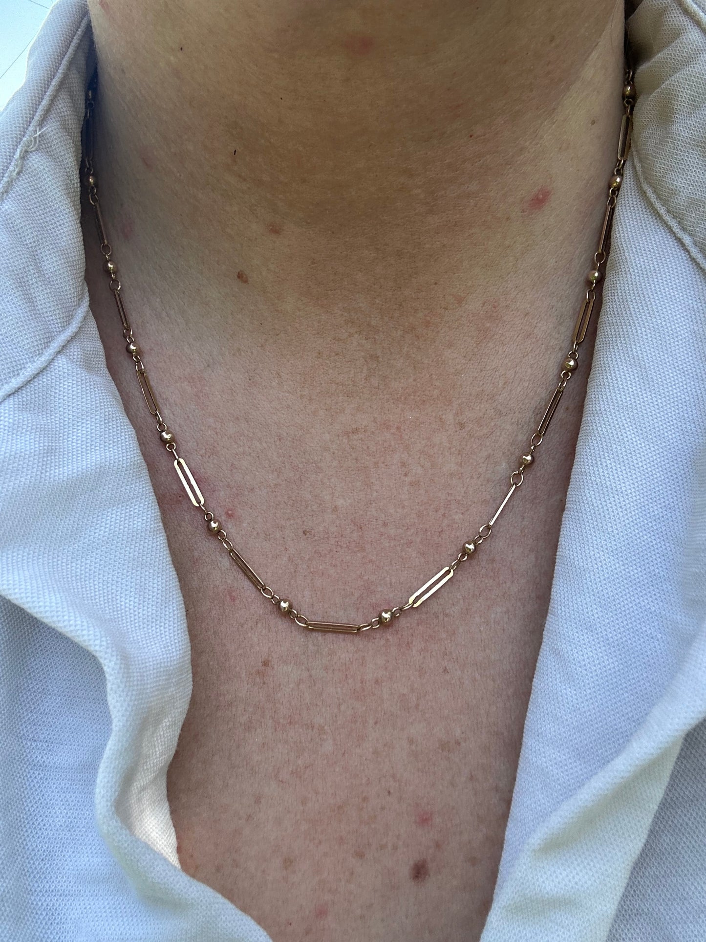 Antique 9ct Gold Trombone and ball link chain