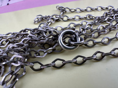 French 800 Silver Lozenge link Long Guard chain