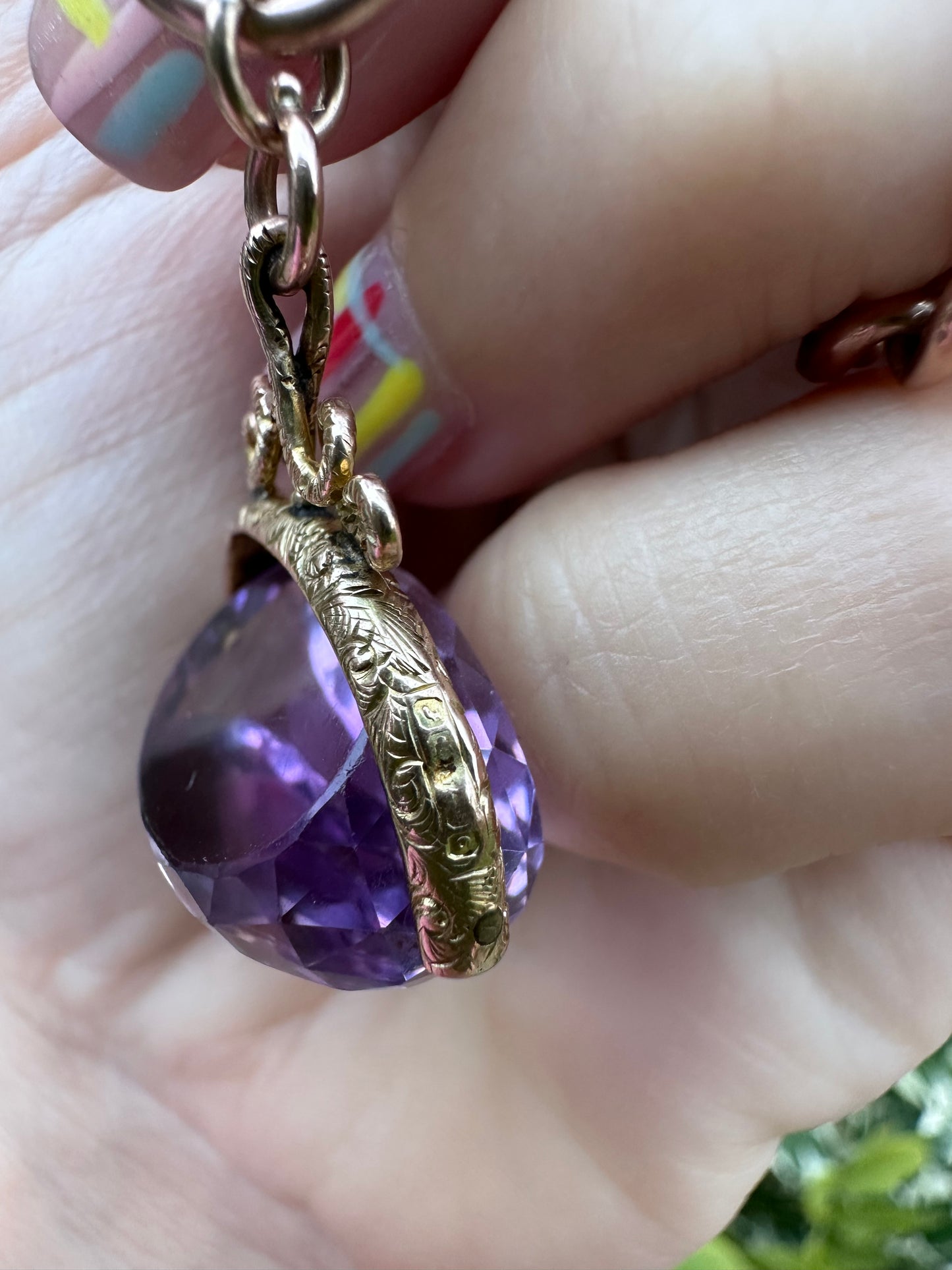 Antique 9ct Gold Amethyst Fob