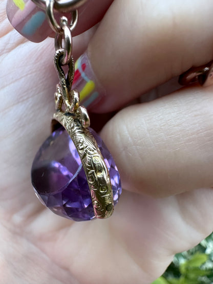 Antique 9ct Gold Amethyst Fob