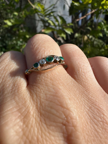 14ct Gold Emerald and Diamond ring