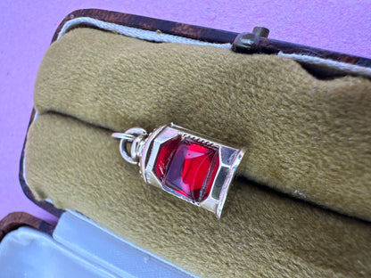 Vintage 9ct Lantern charm with red paste stone
