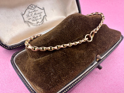 Antique 9ct Peachy Gold Oval Belcher Bracelet with bolt clasp