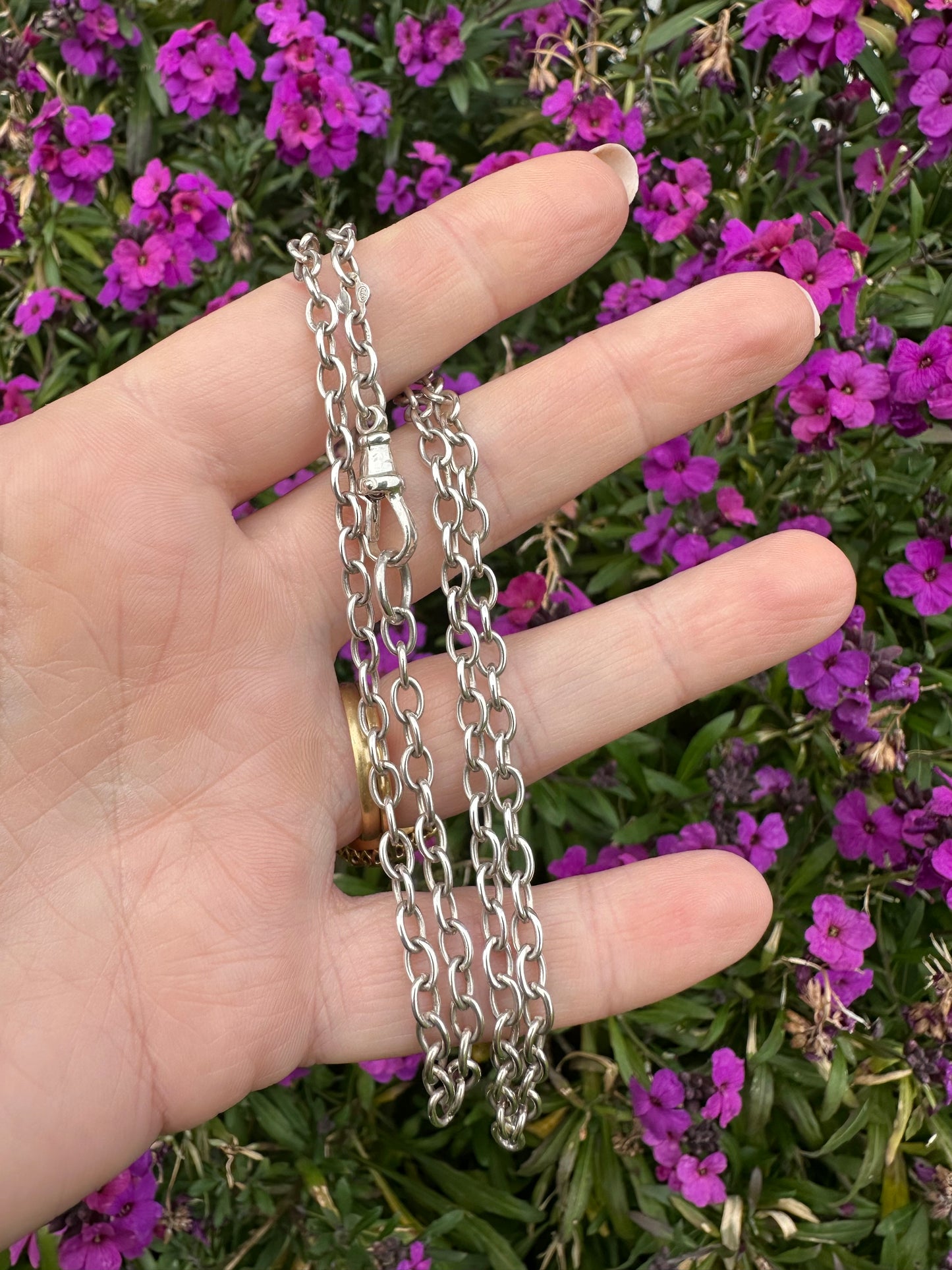 Vintage Sterling silver cable chain with dog clip