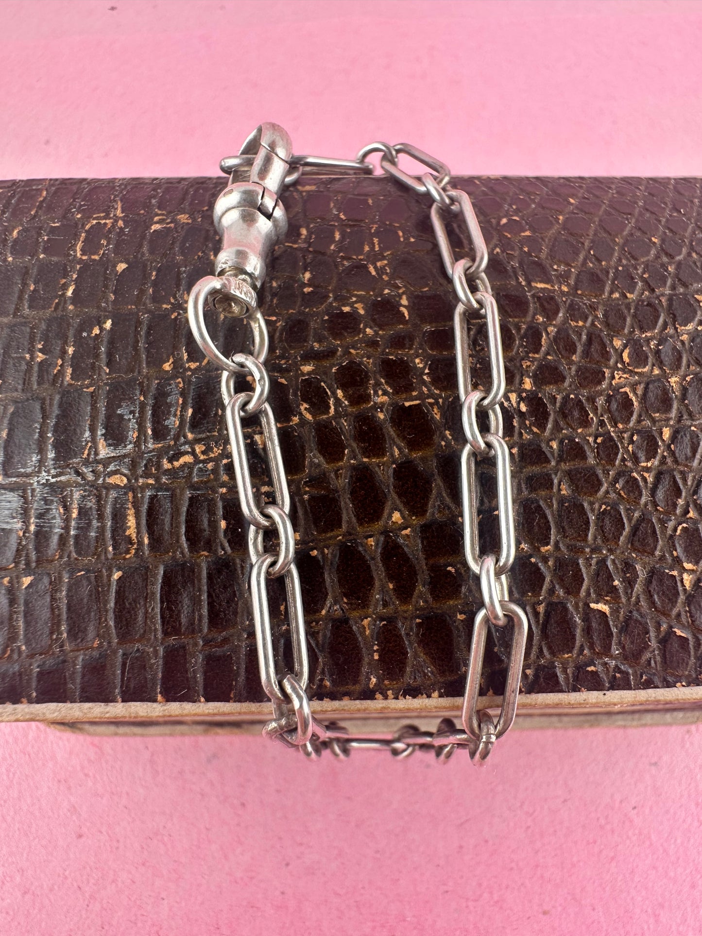 Sterling Silver Trombone bracelet with dog clip