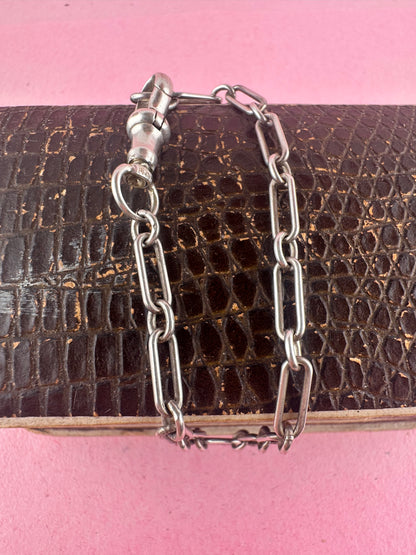 Sterling Silver Trombone bracelet with dog clip