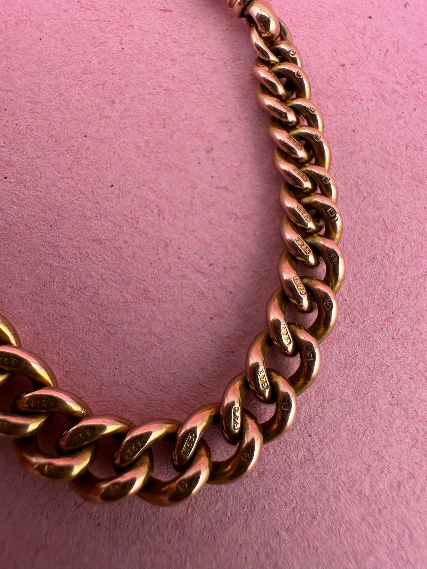 Antique 9ct Rose Gold Graduated Curb extender