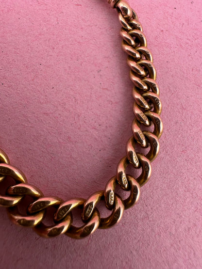 Antique 9ct Rose Gold Graduated Curb extender