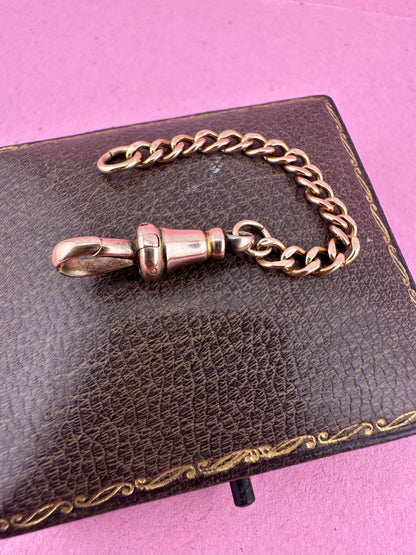 9ct Peachy Rose Gold Gold Curb extender with antique dog clip