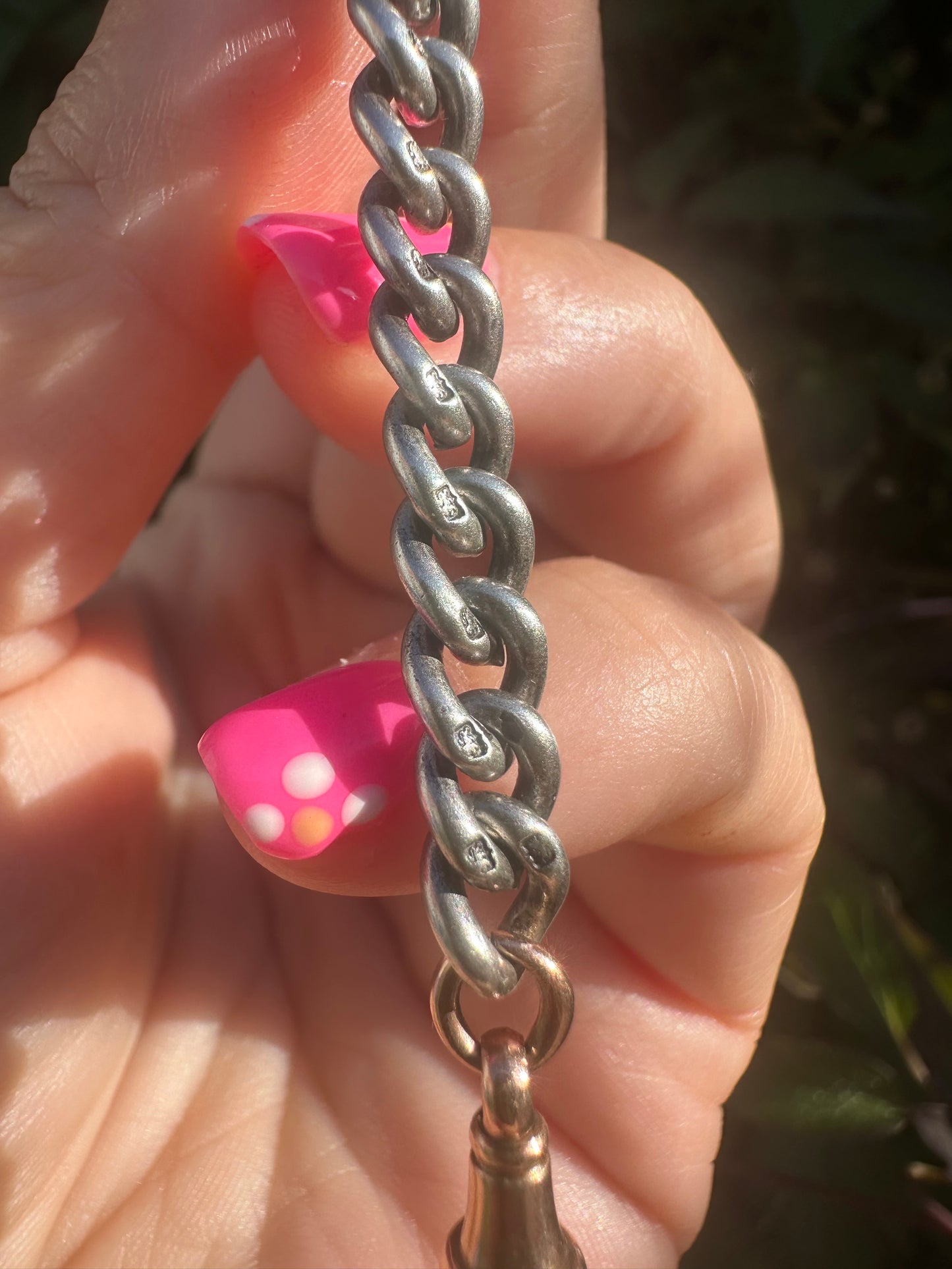Sterling Silver curb extender with 9ct rose gold dog clip & faceted jump ring