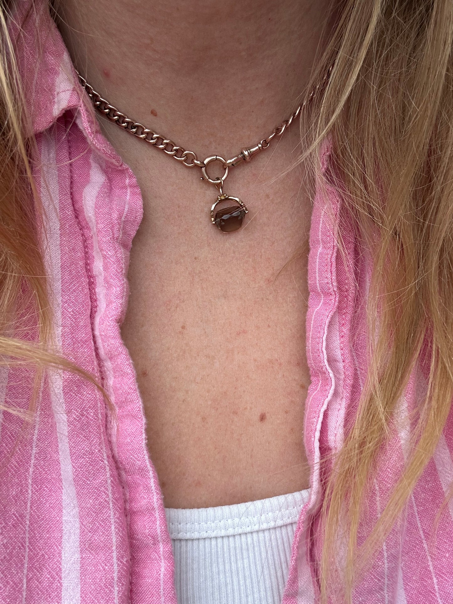 Vintage Mini 9ct yellow gold Smokey Quartz fob