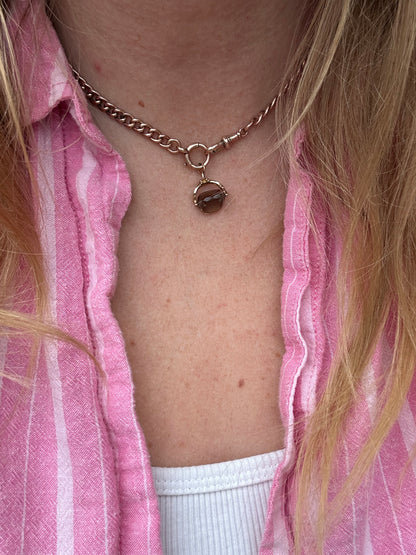 Vintage Mini 9ct yellow gold Smokey Quartz fob